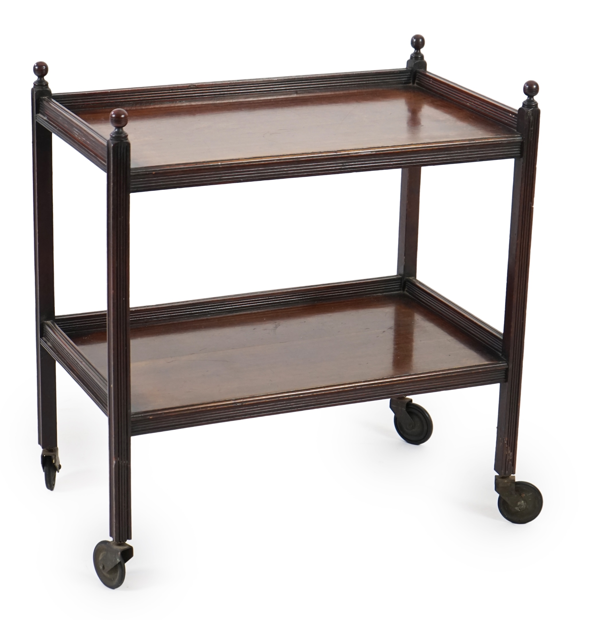 An Edwardian mahogany two tier trolley